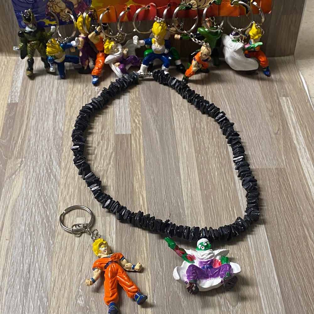 Black Beaded Necklace with Colorful Pendant
